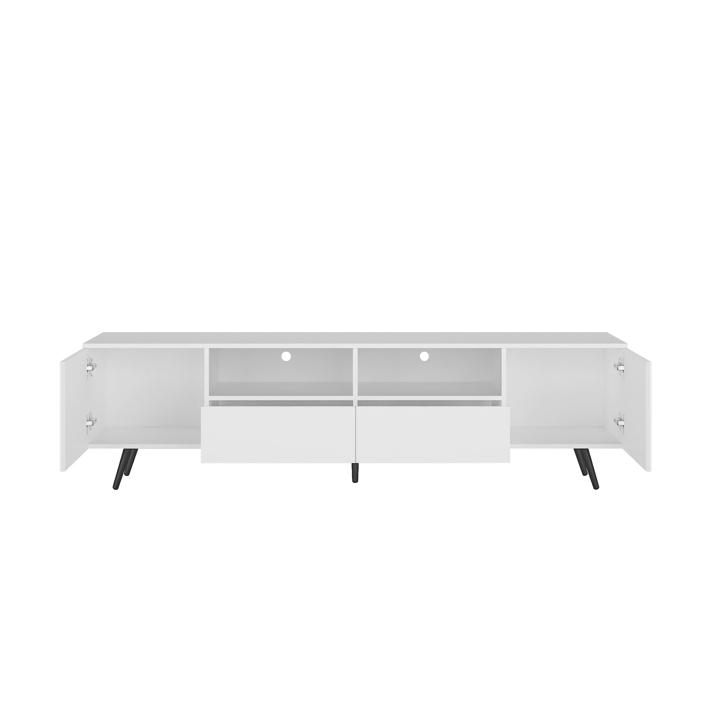 Modern White TV Stand, 16 Colors LED TV Stand w/Remote Control Lights