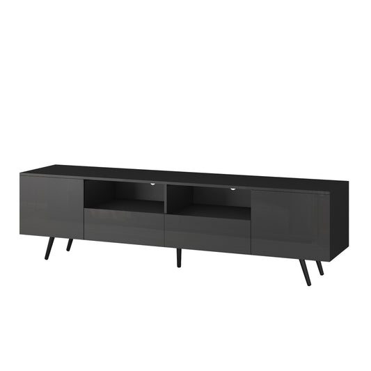 Modern White TV Stand, 16 Colors LED TV Stand w/Remote Control Lights