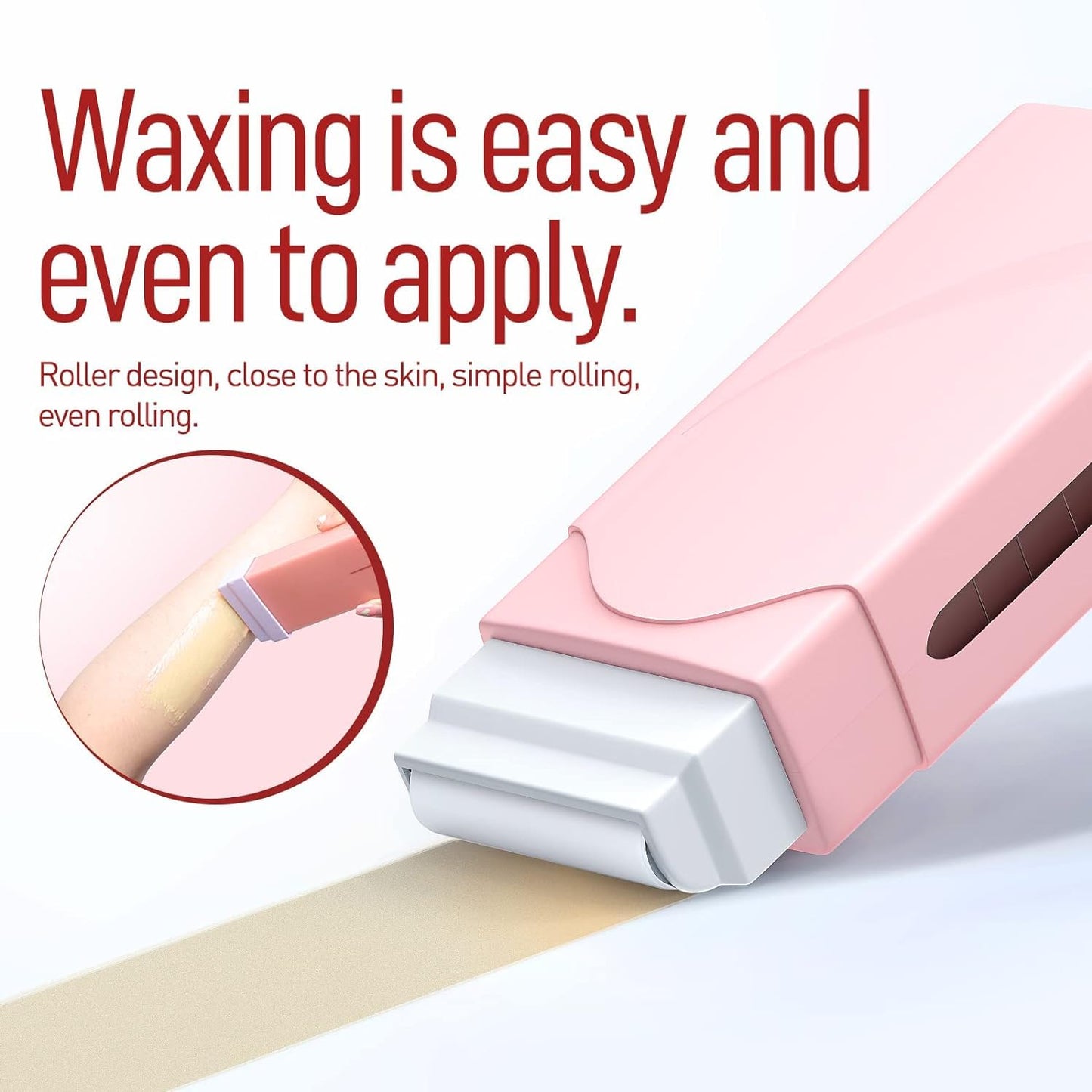 Waxfans Roll on Wax Kit, at Home Waxing Kit for Women, Easy Rolling Wax roller, Wax Warmer for Hair Removal,Wax Roller Kit