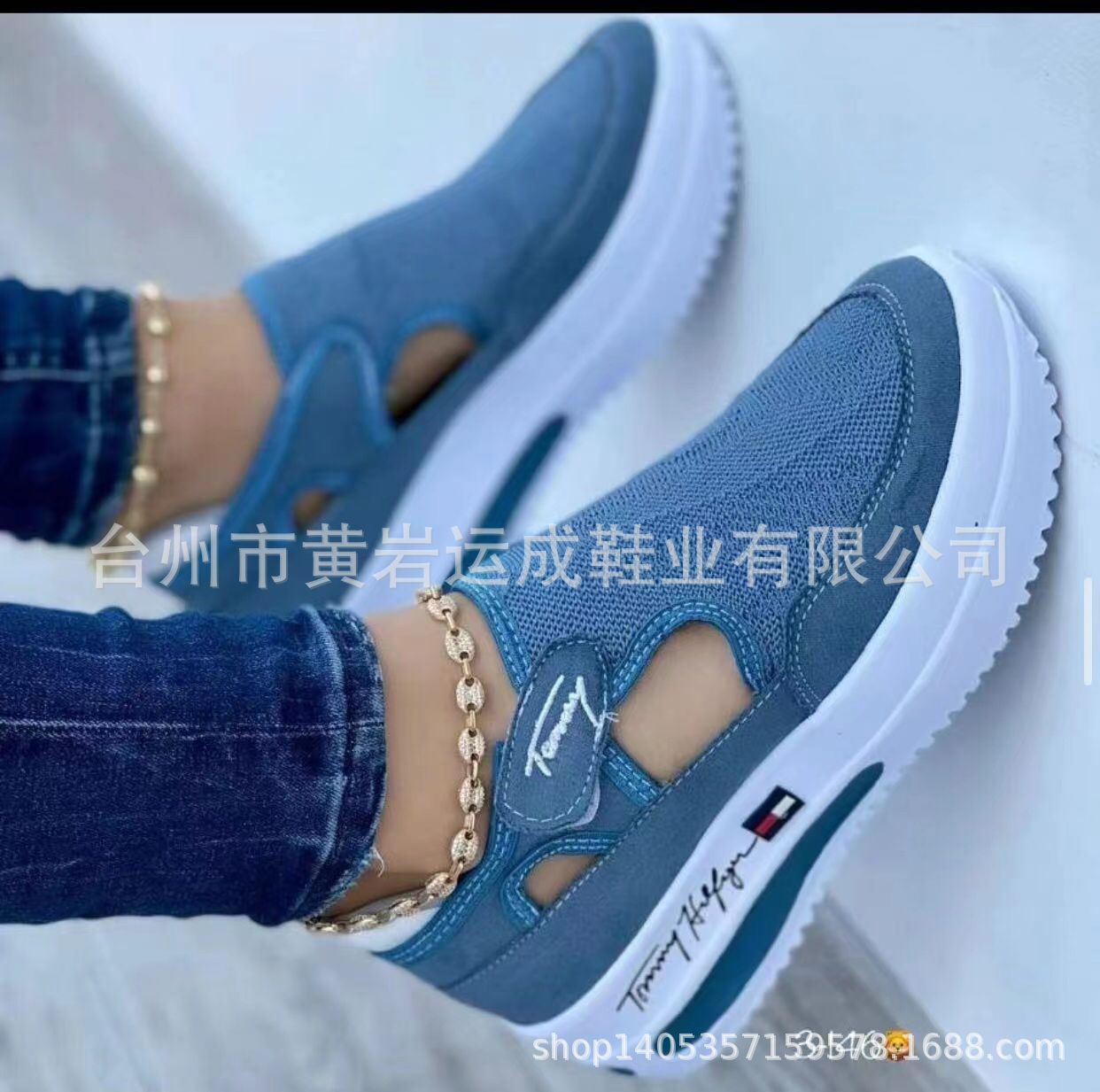 Foreign Trade Large Size Single Shoes Women 2022 Spring AliExpress Amazon Casual Shoes Thick Bottom Velcro Shoes