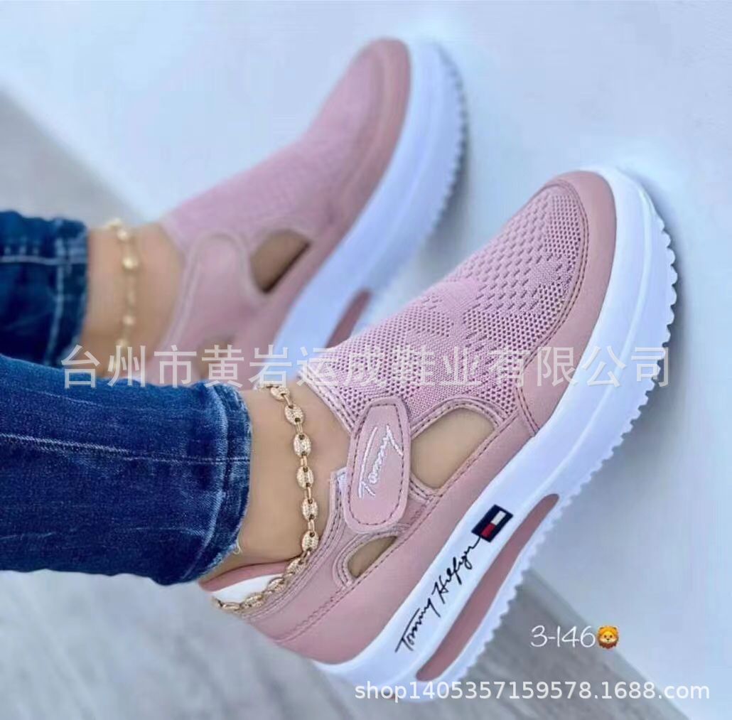 Foreign Trade Large Size Single Shoes Women 2022 Spring AliExpress Amazon Casual Shoes Thick Bottom Velcro Shoes