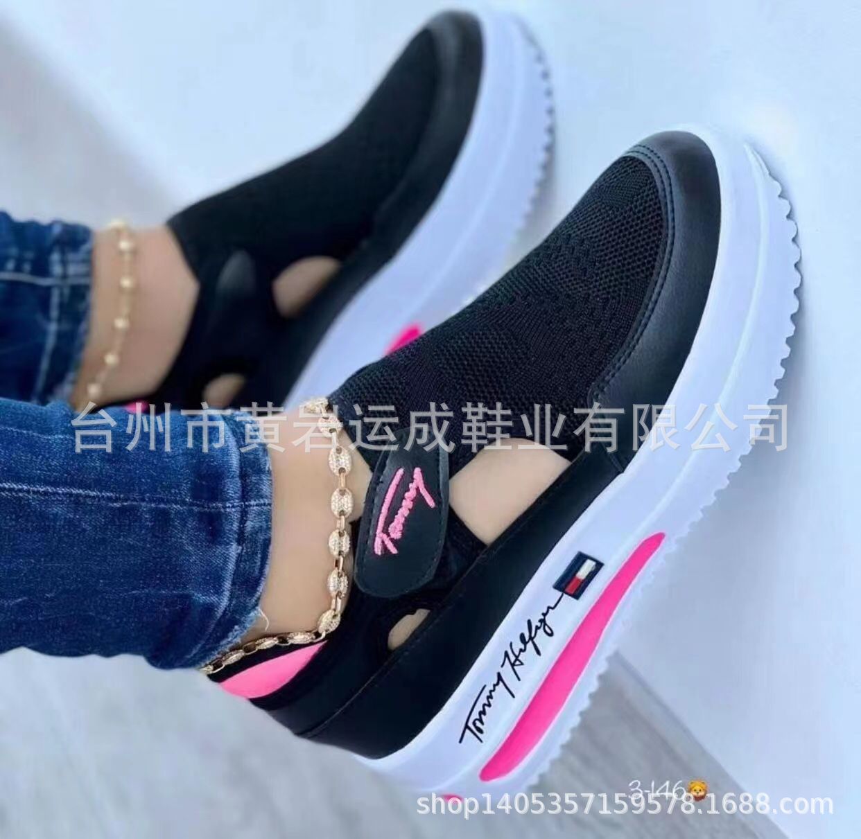 Foreign Trade Large Size Single Shoes Women 2022 Spring AliExpress Amazon Casual Shoes Thick Bottom Velcro Shoes