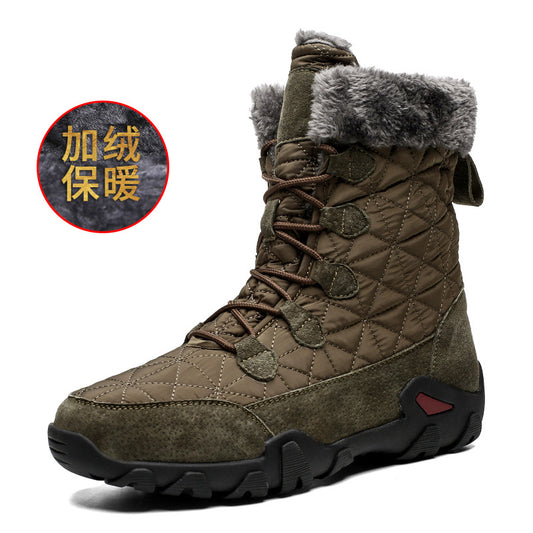 Men&amp;amp;#039;s High-top Plus Velvet Warm Casual Leather Shoes Thick-soled Outdoor Snow Boots Large Size Men&amp;amp;#039;s Cotton