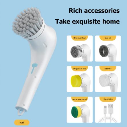 5-in-1Multifunctional Electric Cleaning Brush usb charging Bathroom Wash Brush Kitchen Cleaning Tool Dishwashing Brush Bathtub